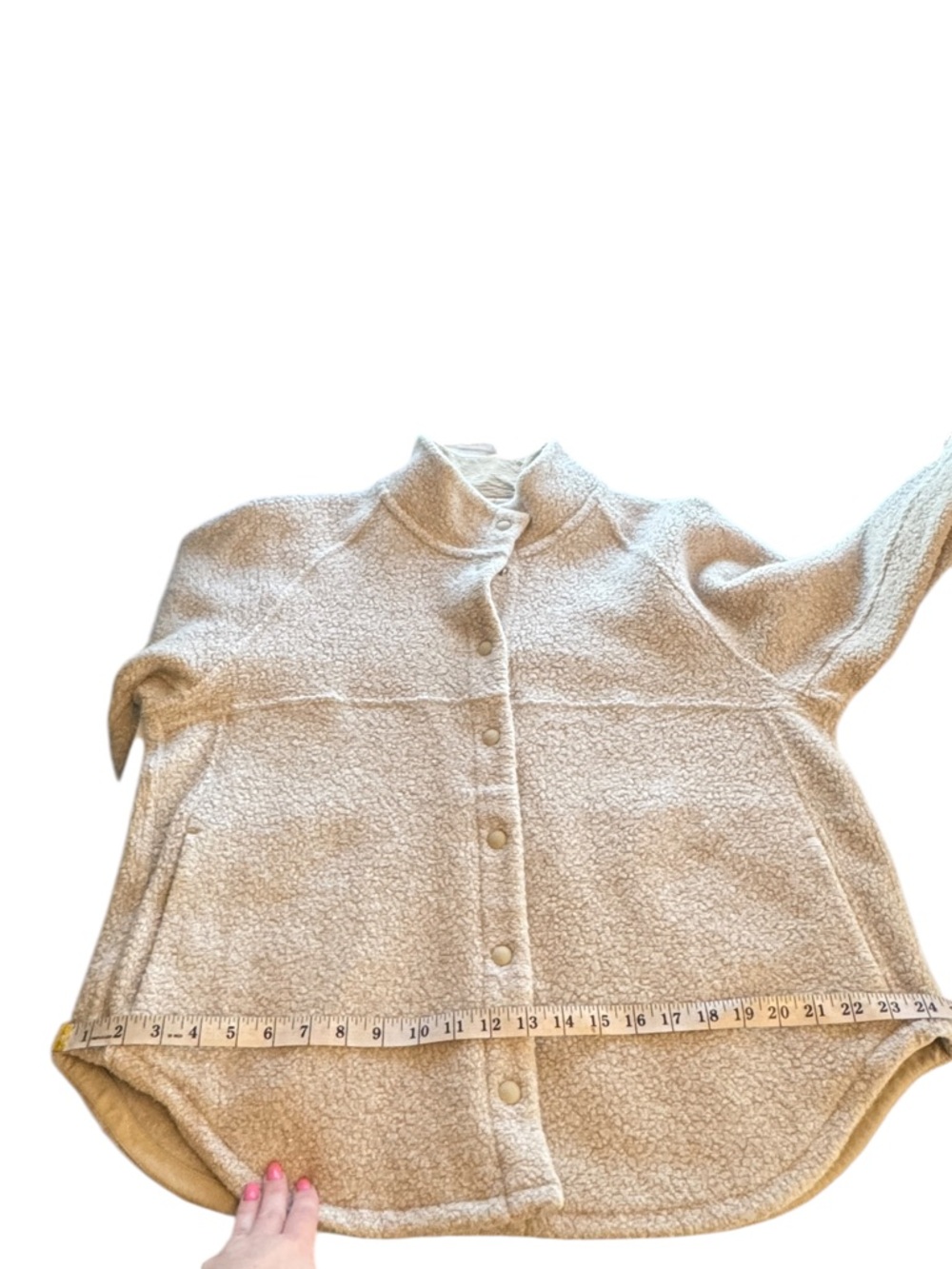 Outdoor Voices MegaFleece Snap Wool Blend Shacket Jacket Tan Cream Medium M - Picture 10 of 12